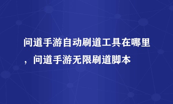 问道手游自动刷道工具在哪里，问道手游无限刷道脚本