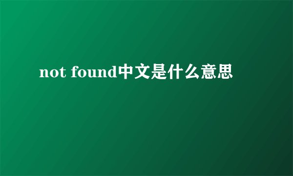 not found中文是什么意思
