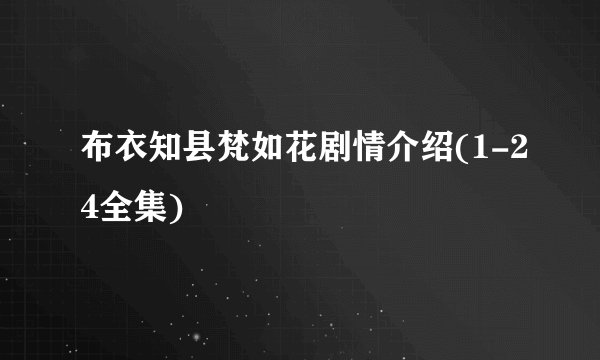 布衣知县梵如花剧情介绍(1-24全集)