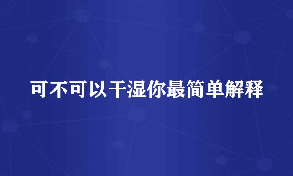可不可以干湿你最简单解释