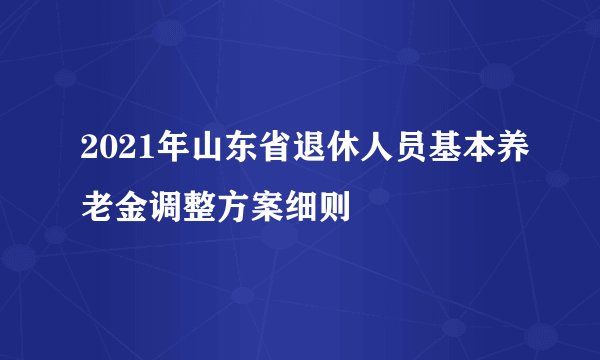 2021年山东省退休人员基本养老金调整方案细则