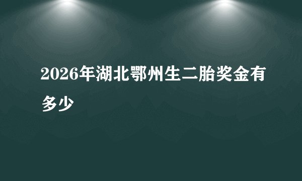 2026年湖北鄂州生二胎奖金有多少