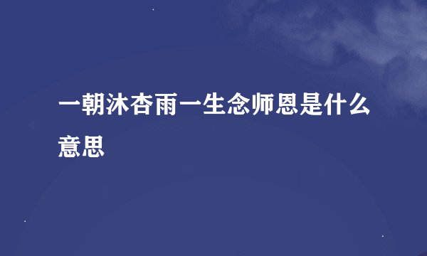 一朝沐杏雨一生念师恩是什么意思