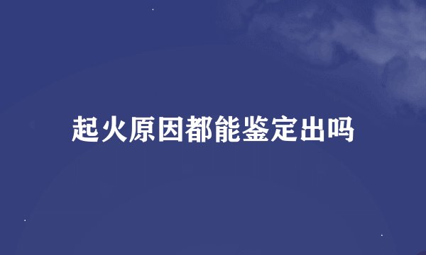 起火原因都能鉴定出吗