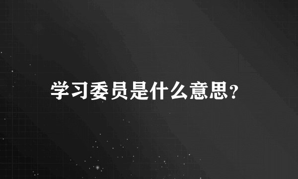 学习委员是什么意思？