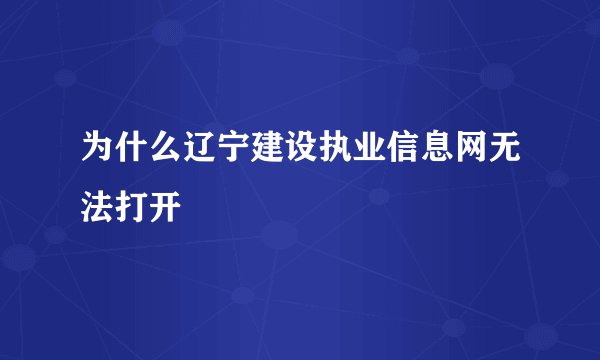 为什么辽宁建设执业信息网无法打开