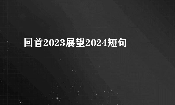 回首2023展望2024短句