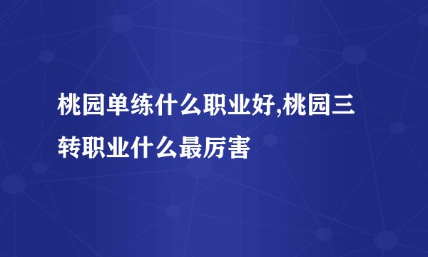 桃园单练什么职业好,桃园三转职业什么最厉害