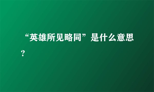 “英雄所见略同”是什么意思？