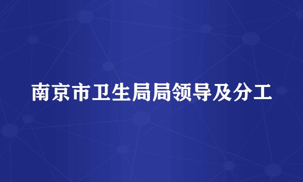 南京市卫生局局领导及分工