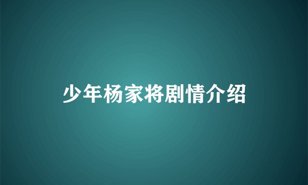 少年杨家将剧情介绍