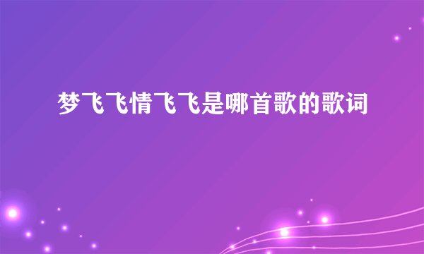 梦飞飞情飞飞是哪首歌的歌词