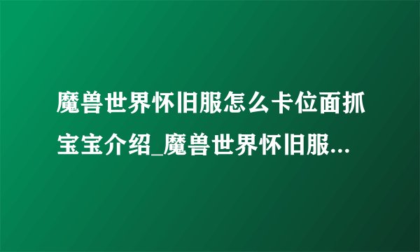 魔兽世界怀旧服怎么卡位面抓宝宝介绍_魔兽世界怀旧服怎么卡位面抓宝宝是什么