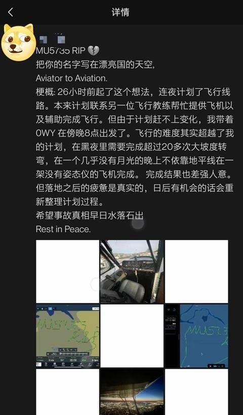 “MU5735 RIP”轨迹飞行员系中国人 这是咋情况？