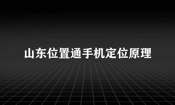 山东位置通手机定位原理