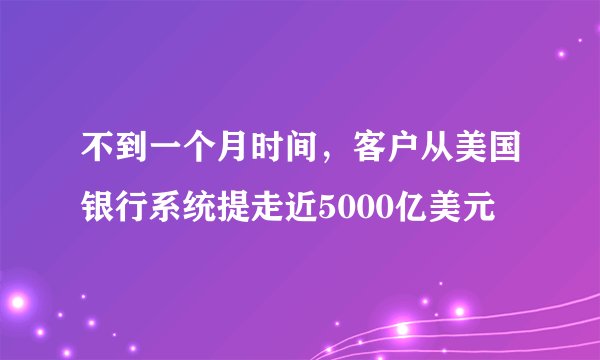 不到一个月时间，客户从美国银行系统提走近5000亿美元