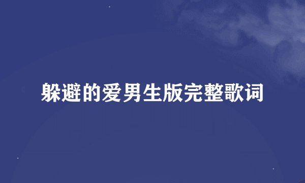 躲避的爱男生版完整歌词