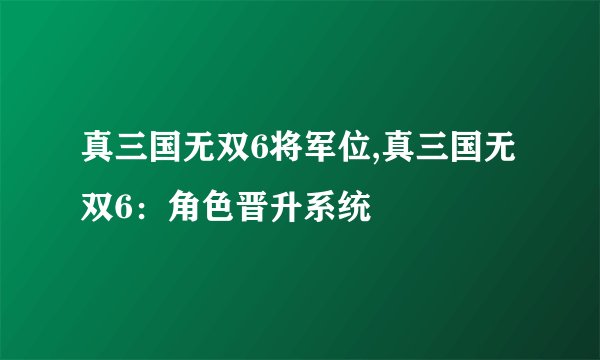 真三国无双6将军位,真三国无双6：角色晋升系统