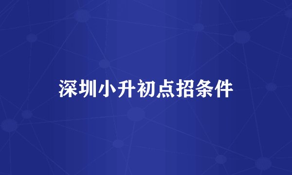 深圳小升初点招条件
