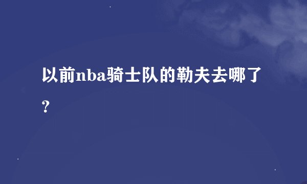 以前nba骑士队的勒夫去哪了？