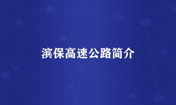 滨保高速公路简介