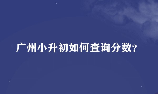 广州小升初如何查询分数?