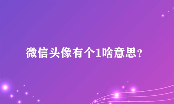 微信头像有个1啥意思？