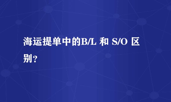 海运提单中的B/L 和 S/O 区别？