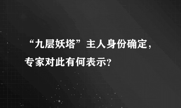 “九层妖塔”主人身份确定，专家对此有何表示？
