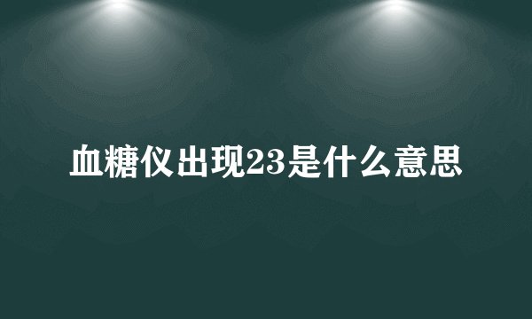 血糖仪出现23是什么意思