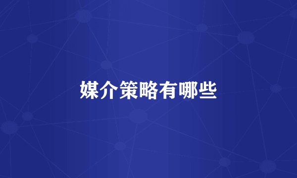 媒介策略有哪些
