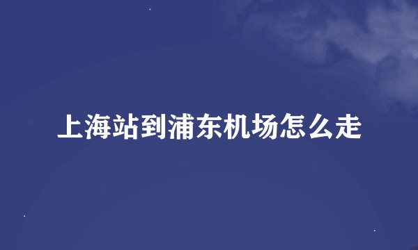 上海站到浦东机场怎么走
