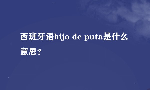 西班牙语hijo de puta是什么意思？