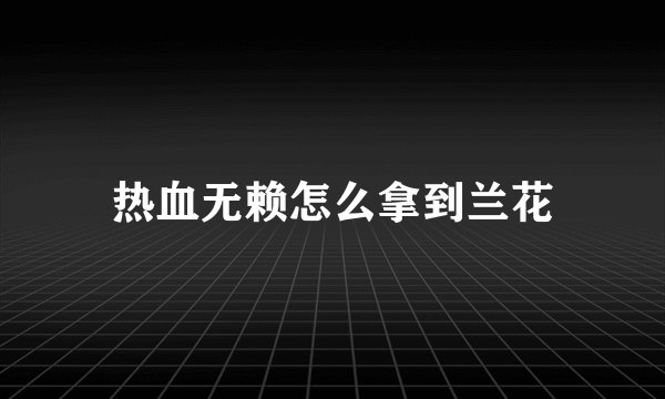 热血无赖怎么拿到兰花