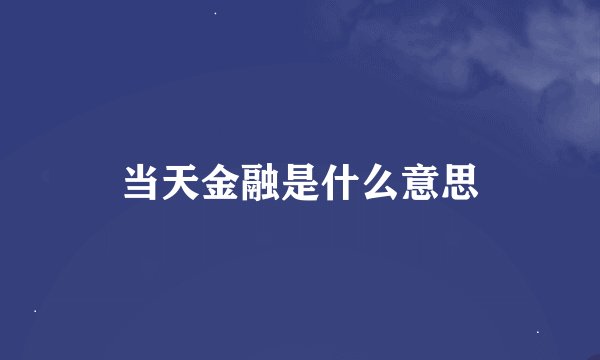 当天金融是什么意思