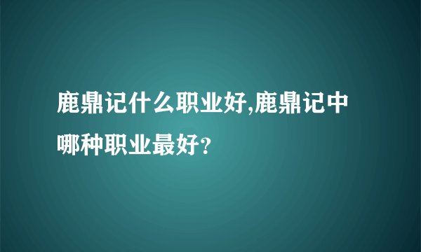 鹿鼎记什么职业好,鹿鼎记中哪种职业最好？