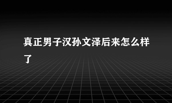 真正男子汉孙文泽后来怎么样了
