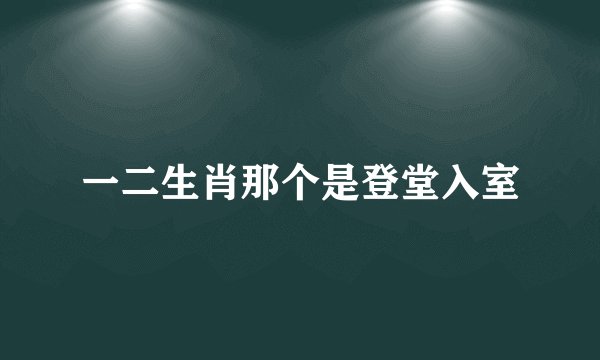 一二生肖那个是登堂入室