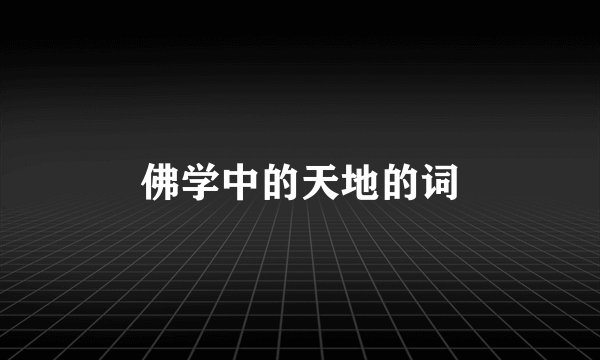 佛学中的天地的词