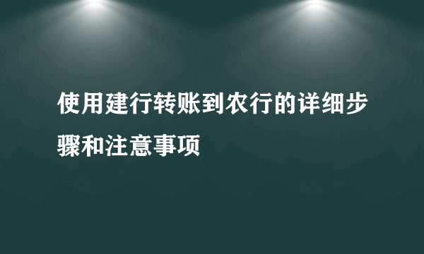 使用建行转账到农行的详细步骤和注意事项