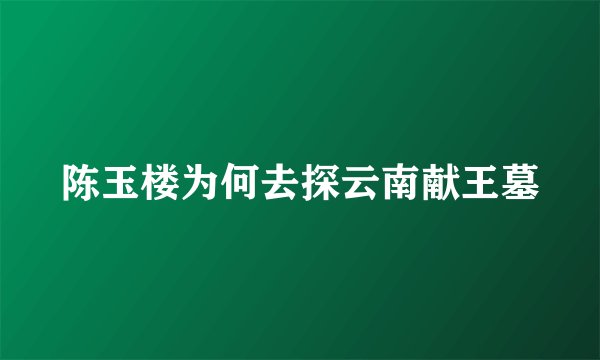 陈玉楼为何去探云南献王墓