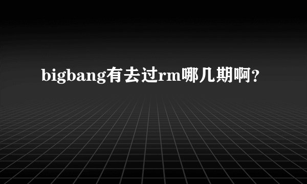 bigbang有去过rm哪几期啊？