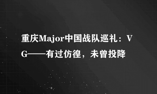 重庆Major中国战队巡礼：VG——有过仿徨，未曾投降