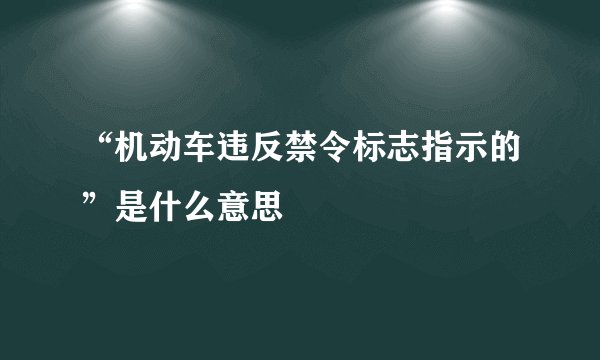 “机动车违反禁令标志指示的”是什么意思