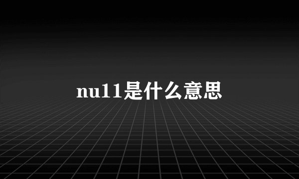nu11是什么意思