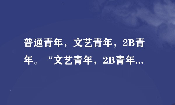 普通青年，文艺青年，2B青年。“文艺青年，2B青年”是什么含义?