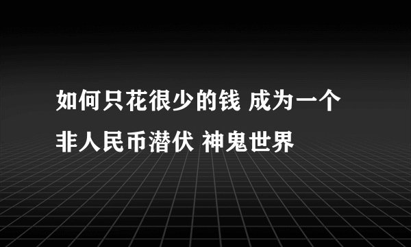 如何只花很少的钱 成为一个非人民币潜伏 神鬼世界