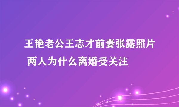 王艳老公王志才前妻张露照片 两人为什么离婚受关注