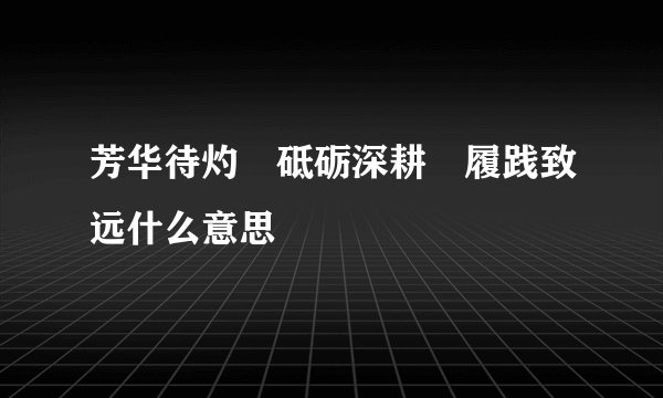 芳华待灼 砥砺深耕 履践致远什么意思