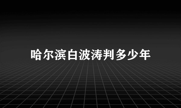 哈尔滨白波涛判多少年